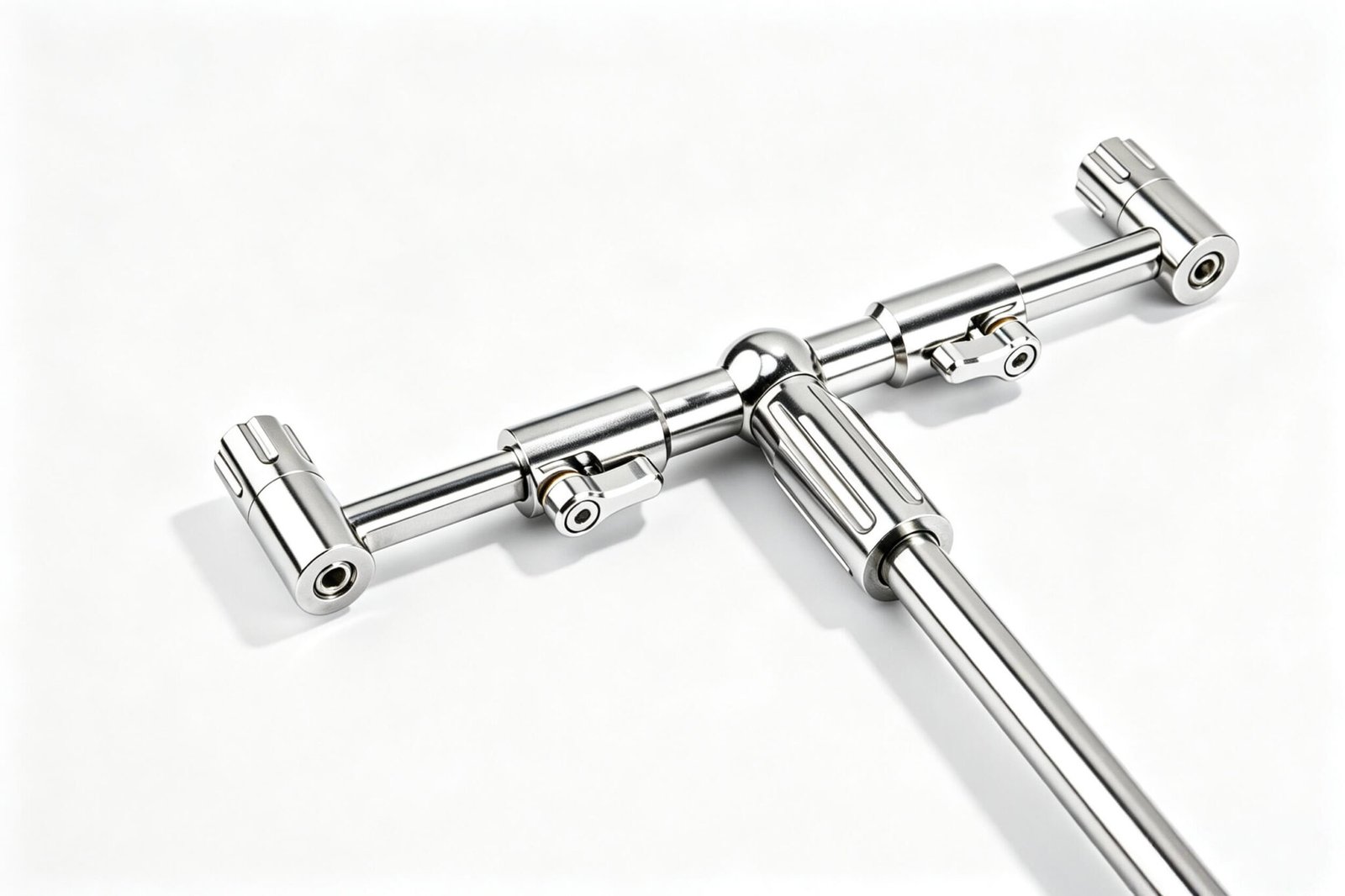 "Custom 316 stainless steel 2-rod buzz bar with precision engineering for durable rod support."
