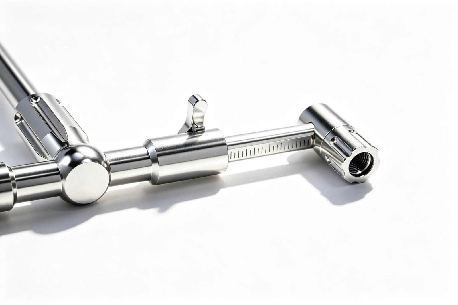 "Custom 316 stainless steel 2-rod buzz bar with precision engineering for durable rod support."