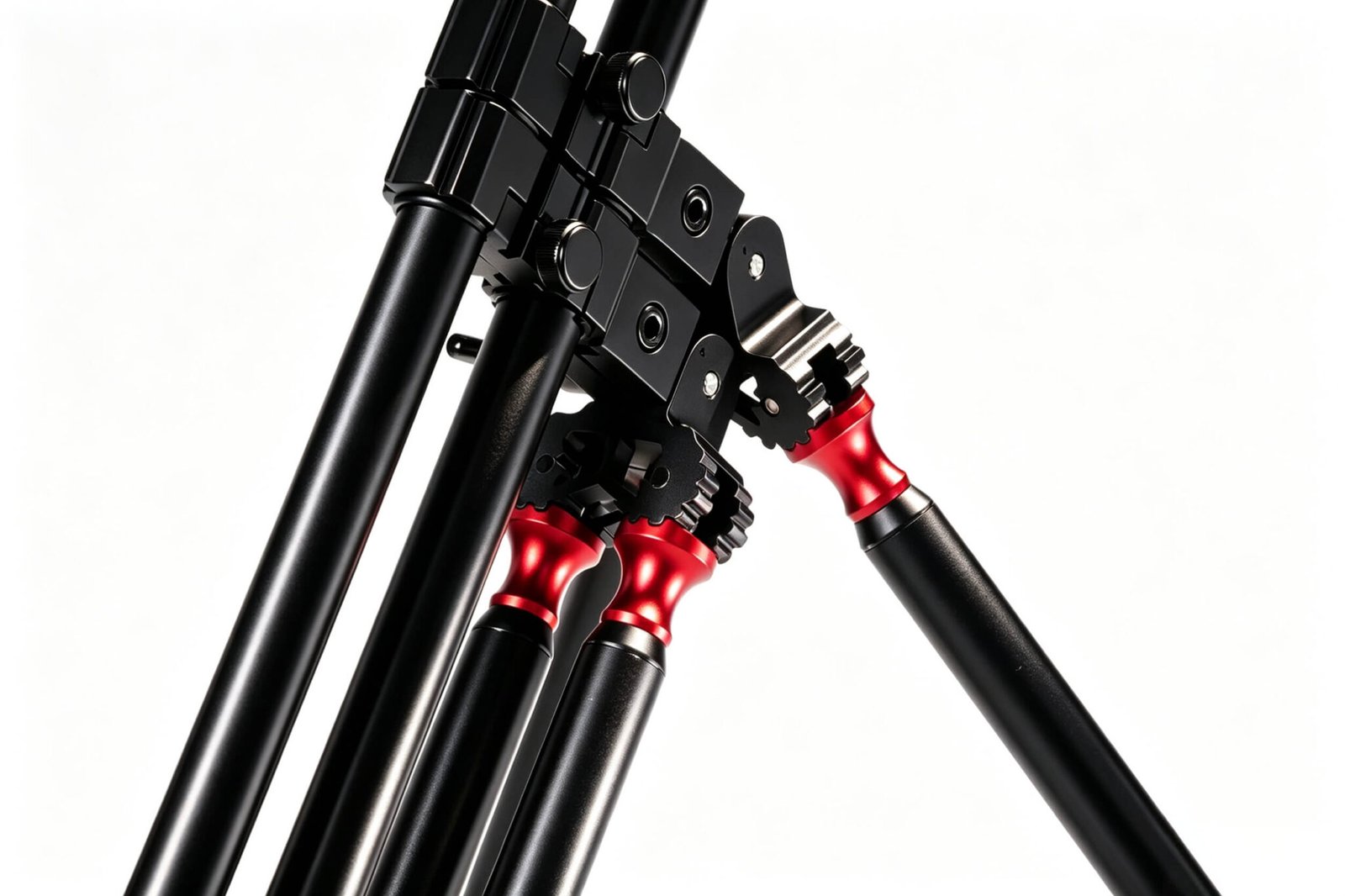 Red and black all-terrain rod pod CNC details