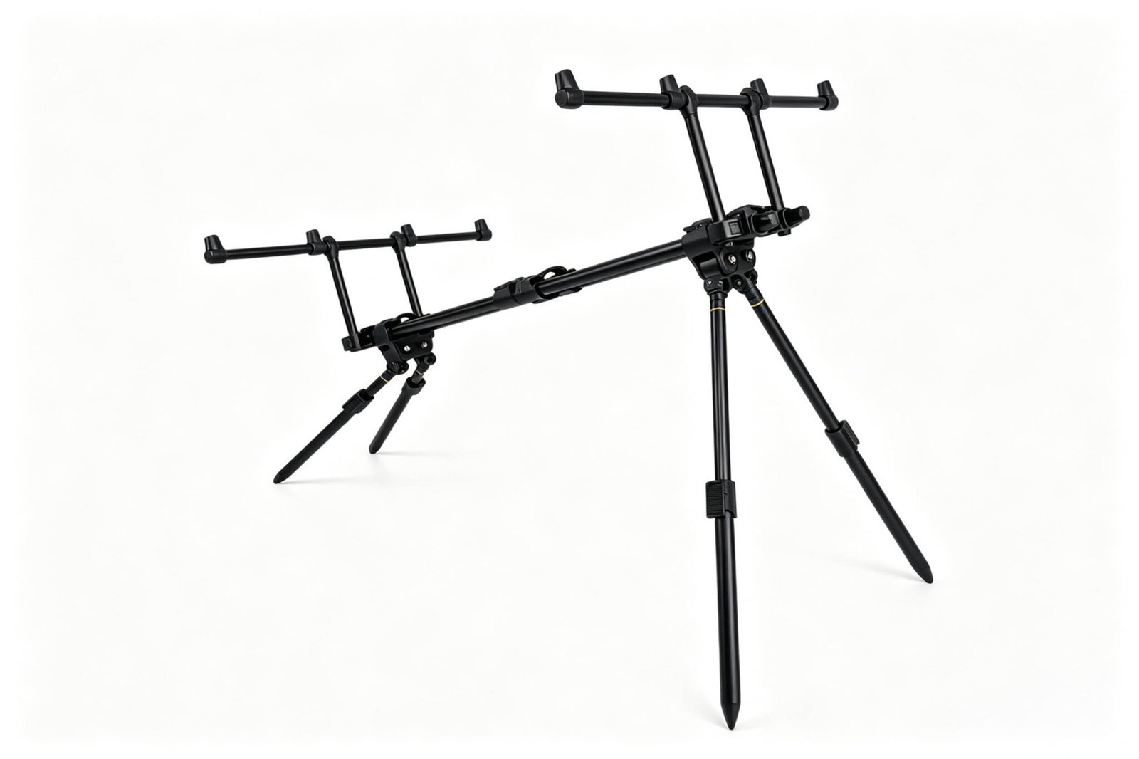 Professional carp fishing rod pod setup, engineered for maximum stability and quick adaptation to any fishing terrain.