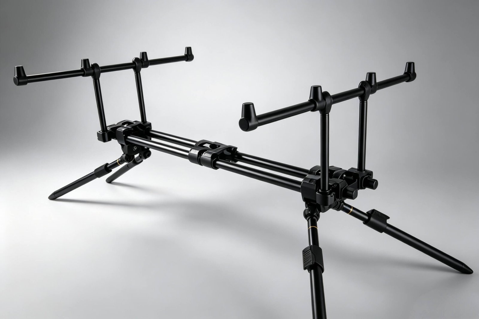 A versatile rod pod setup displaying multiple angle adjustments for precise rod positioning.